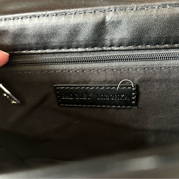 Badgley Mischka Black Denim Diamond Quilted Crossbody Bag Purse Faux Pearls NWT - Picture 8 of 14